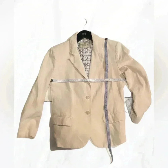 Lucky brand stylish  tan casual day 2 nite long sleeve 2 button cream blazer 2 - Picture 5 of 5